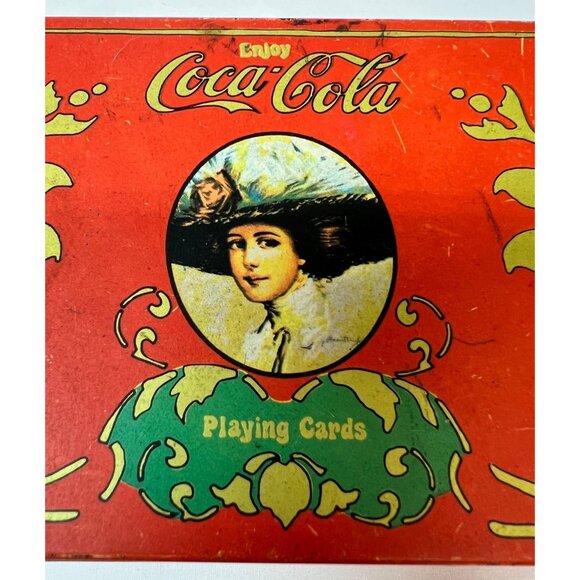 Vintage Coca-Cola Playing Cards Tin Box With Victorian Lady Design - Picture 2 of 4